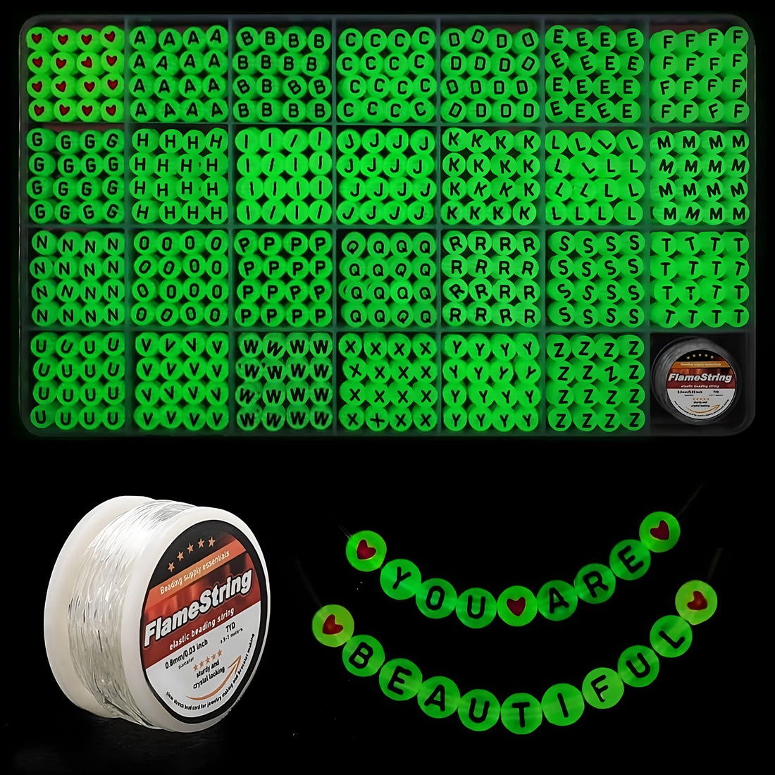 Rave Essentials Co. Regular 1800pc 1800pc Glow-In-The-Dark Kandi Kit