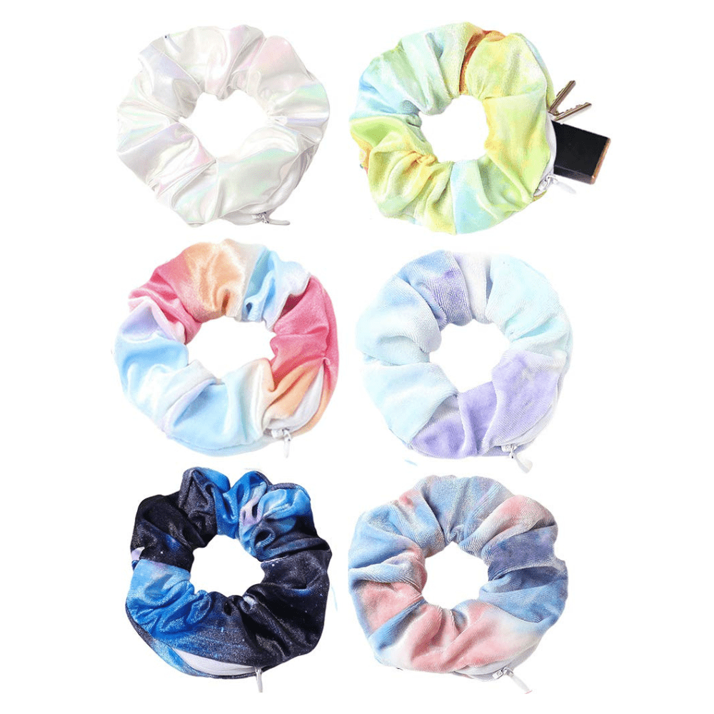 Rave Essentials Co. (6 Pack) - Variety Pack / 3-5 Day Expedited Shipping (2 Pack) Secret Stash Hair Scrunchie