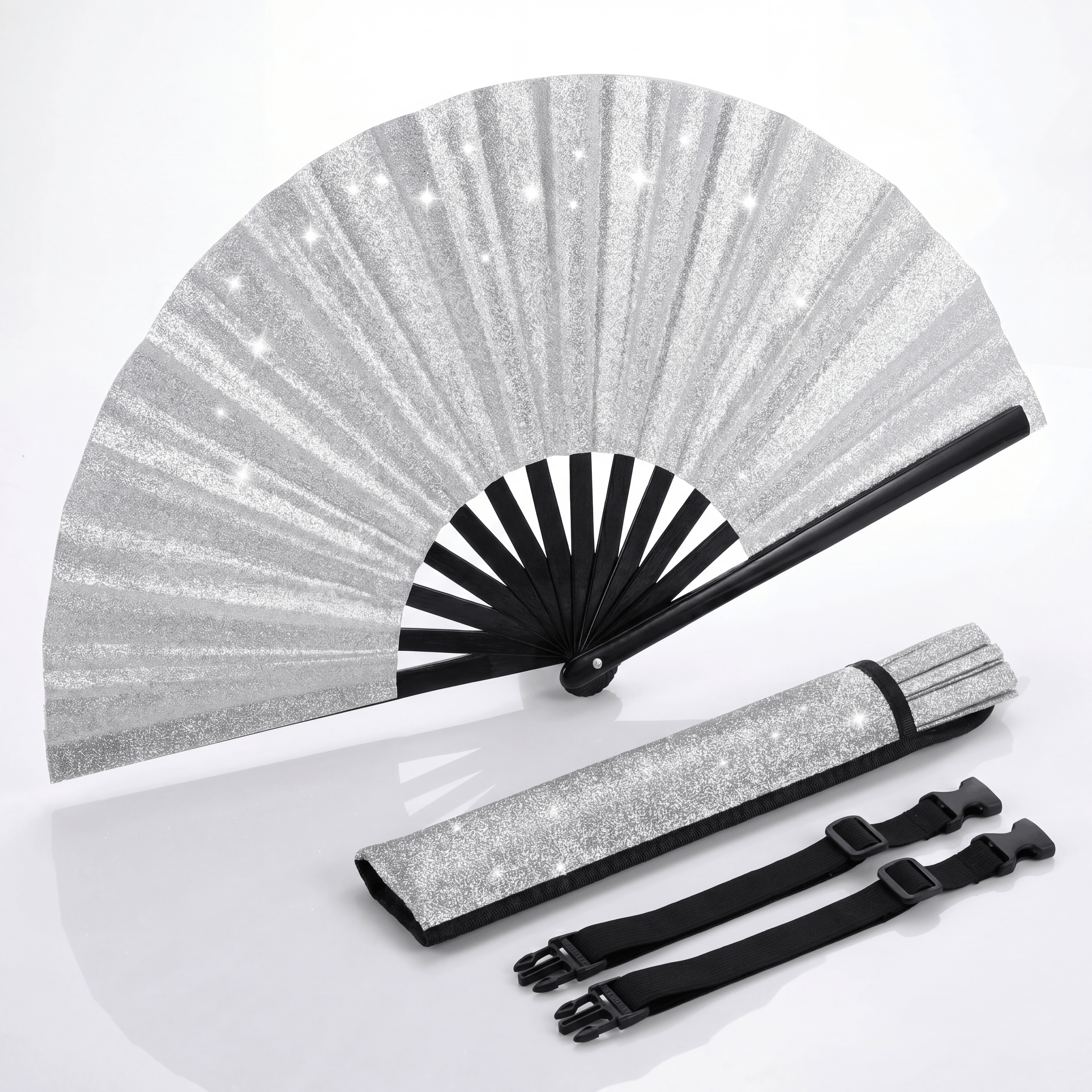 Glitter Rave Folding Fan & Holster