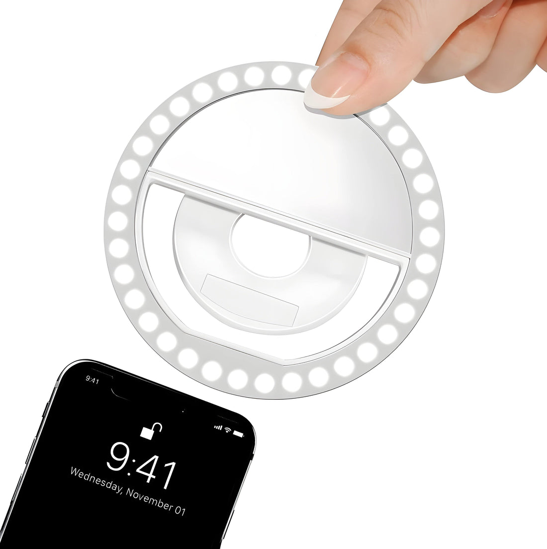 Rave Essentials Co. LED Clip-On Phone Ring Light (Rechargeable)