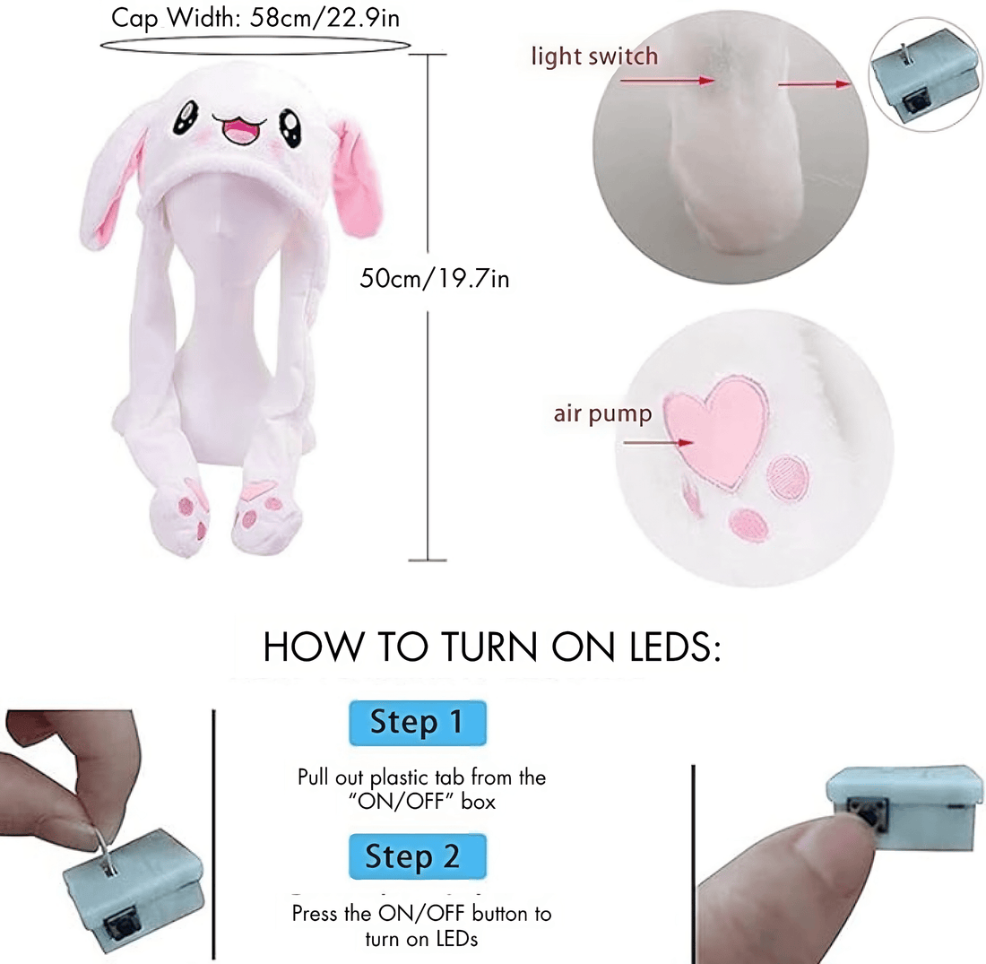 Rave Essentials Co. LED Kawaii Flapping Animal Hat - Moving & Raisable Ears