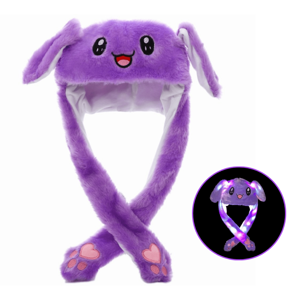 Rave Essentials Co. Purple Rabbit with light 1pc LED Kawaii Flapping Animal Hat - Moving & Raisable Ears