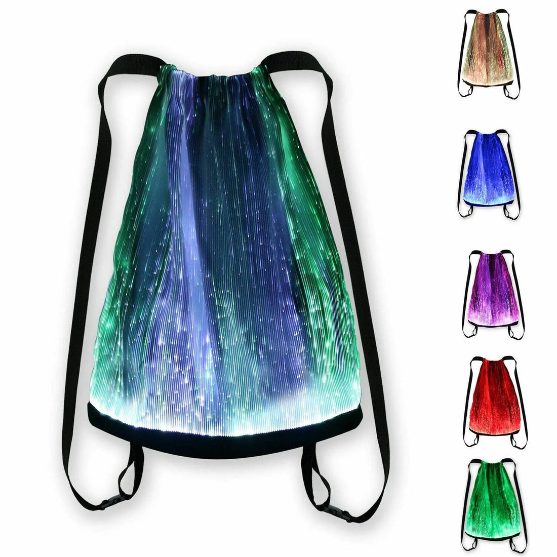 Rave Essentials Co. LED Luminus™ Fiber Optic Drawstring Bag