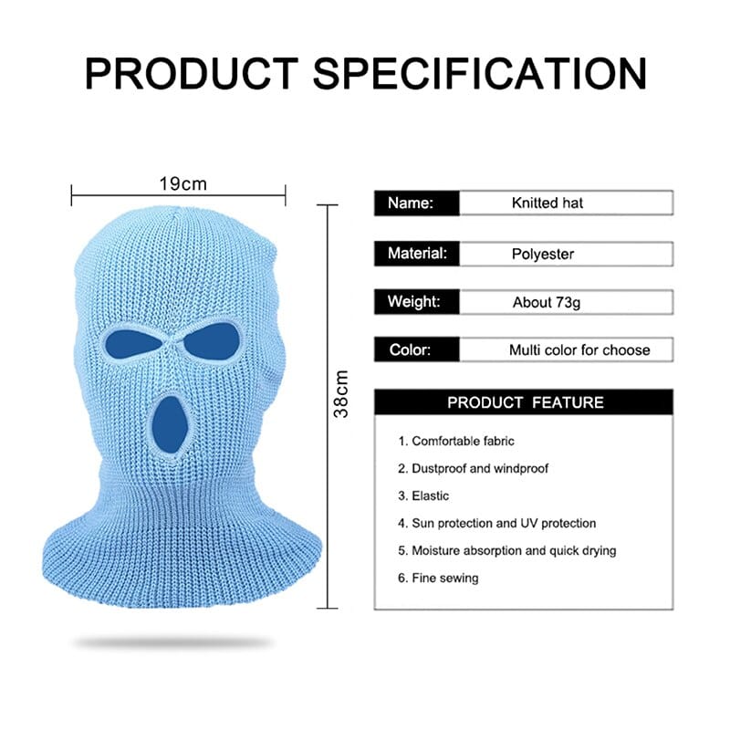 Rave Essentials Co. NEON Vibrant 3-Hole Ski Mask