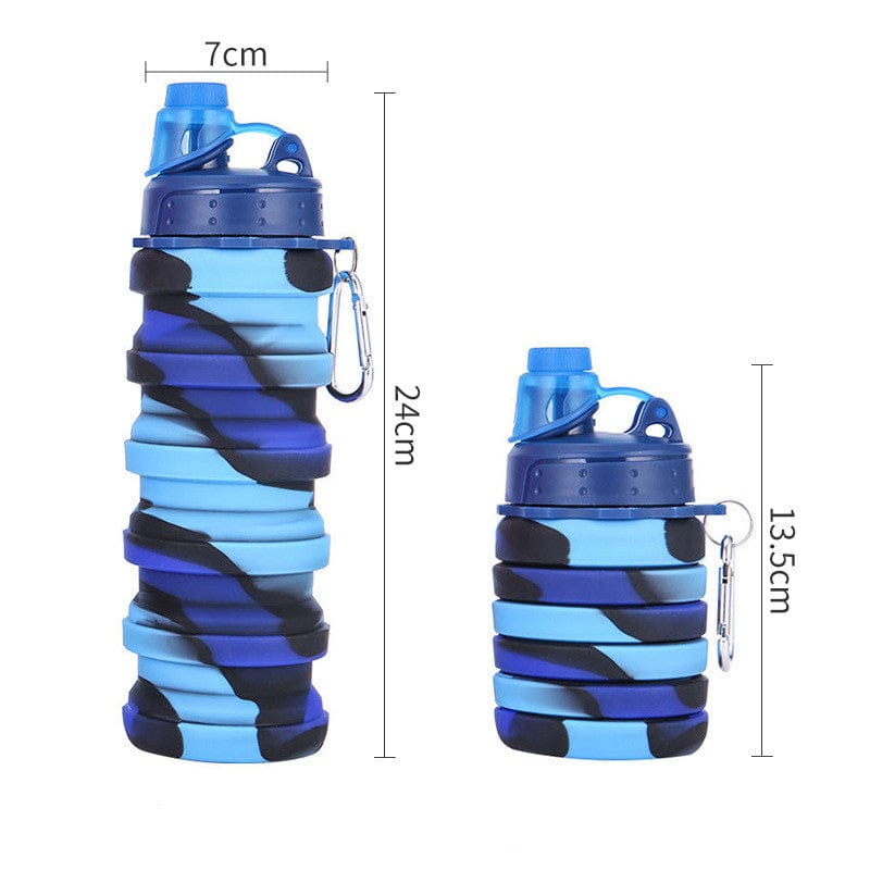 Rave-Essentials Co. Camo Blue w/ Blue Cap Collapsible Camo Water Container