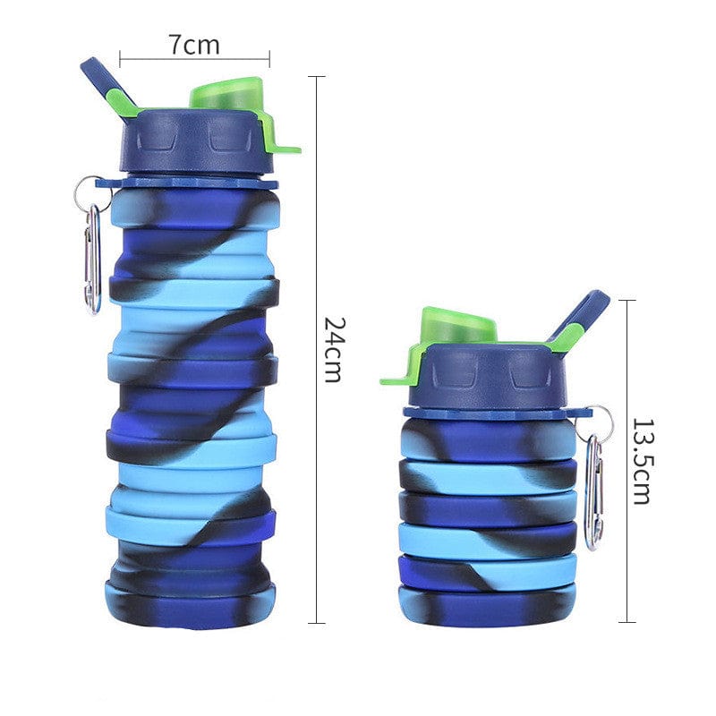 Rave-Essentials Co. Camo Blue w/ Green Cap Collapsible Camo Water Container