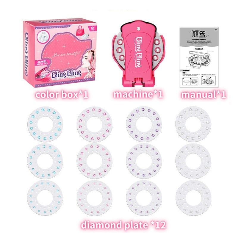 eprolo 180 Gems Full Set Girls Hair Gems Kit Kids Princess Pretend Makeup Sets Toy Crystal Rhinestone Stickers Art DIY Hair Jewels Cuffs Decoration Gift