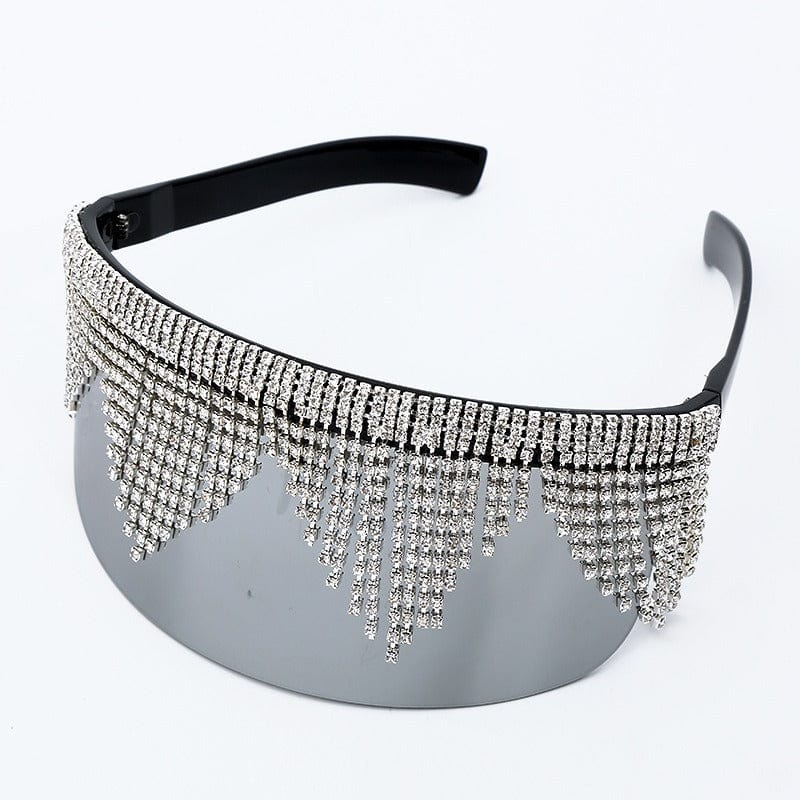 Rave-Essentials Co. Silver Tint Visor Jewel Studded Fashion Visor