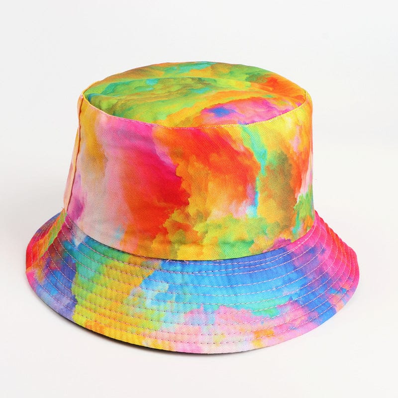 Rave-Essentials Co. Care Red blue yellow / M Tie-dye Color Double-sided 3D Printing Pattern Basin Hat