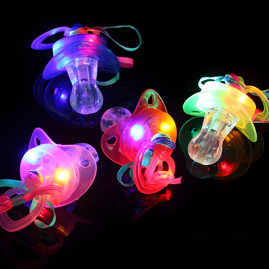 Rave Essentials Co. 10pcs / LED Pacifier - Variety Pack (10pcs Mega Pack) LUMI™ LED Flashing Pacifier + Necklace