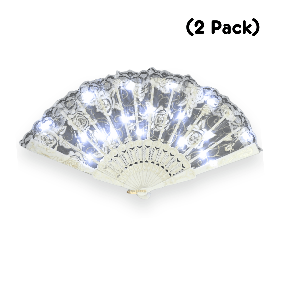 Rave Essentials Co. (2 Pack) Mini LED Lace Fan