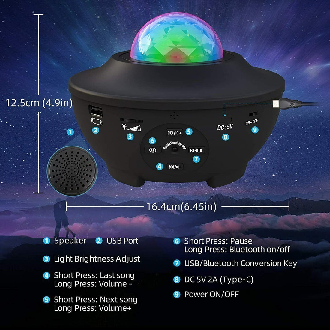 Rave Essentials Co. Galaxie™ Rave Bluetooth Speaker & Starry Projector