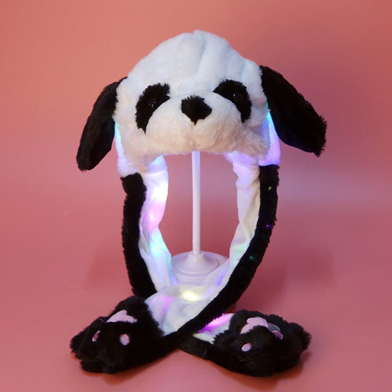 Rave Essentials Co. Care Panda with light 1pc Moving Rabbit Ear Hat Net Red Cute Airbag Hat Pinch Long Ears