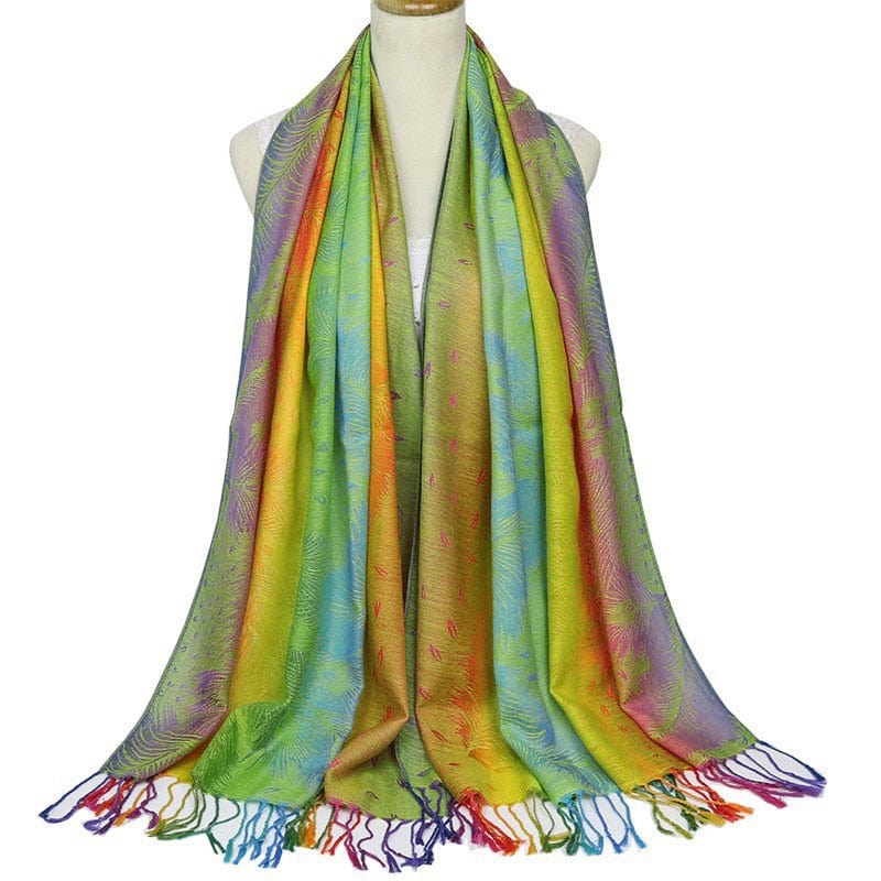 Rave-Essentials Co. Green & Yellow RE® Classic Cashmere Pashmina