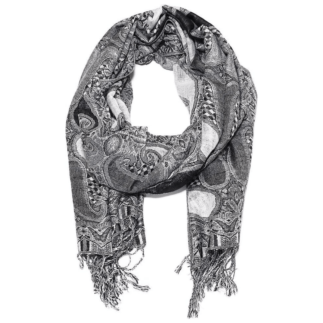 Rave Essentials Co. 3-5 Day Expedited Shipping [USA ONLY] / Style 2 - Black Grey White RE® Deluxe Paisley Pashmina