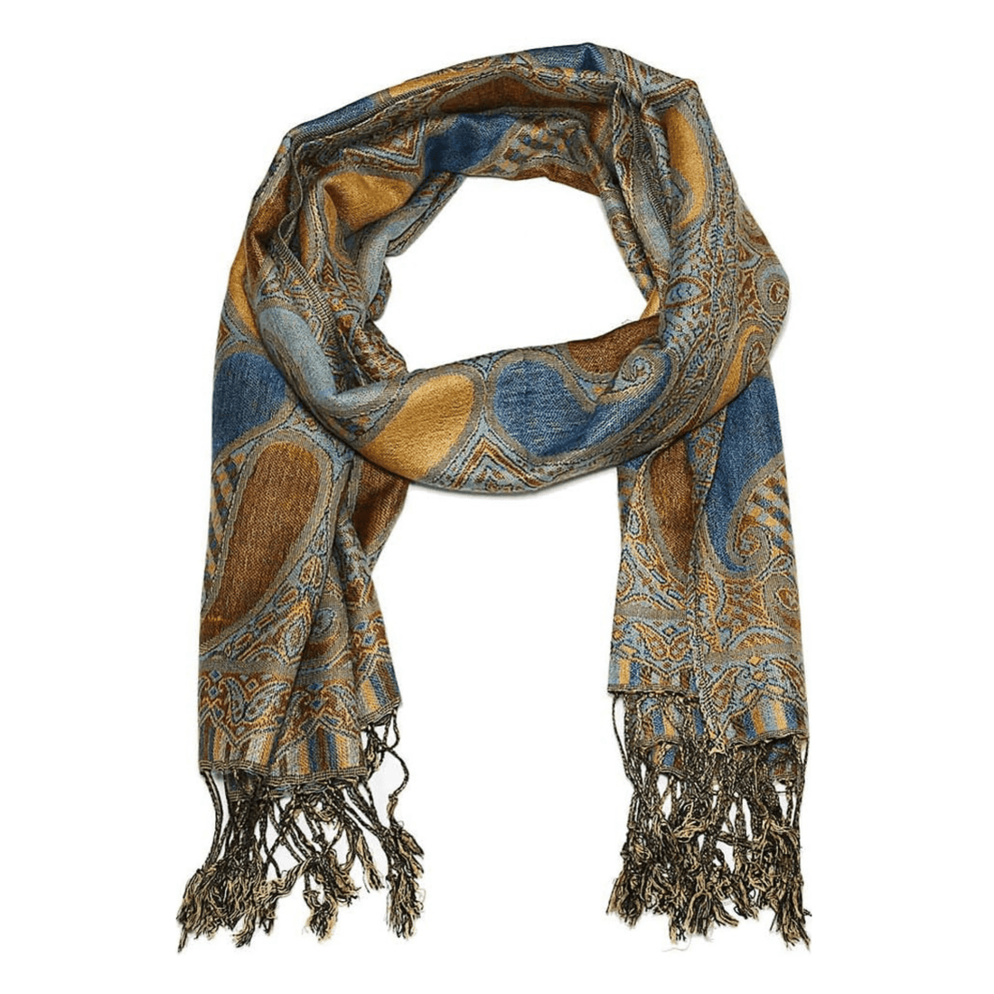Rave Essentials Co. 3-5 Day Expedited Shipping [USA ONLY] / Style 2 - Gold Blue RE® Deluxe Paisley Pashmina