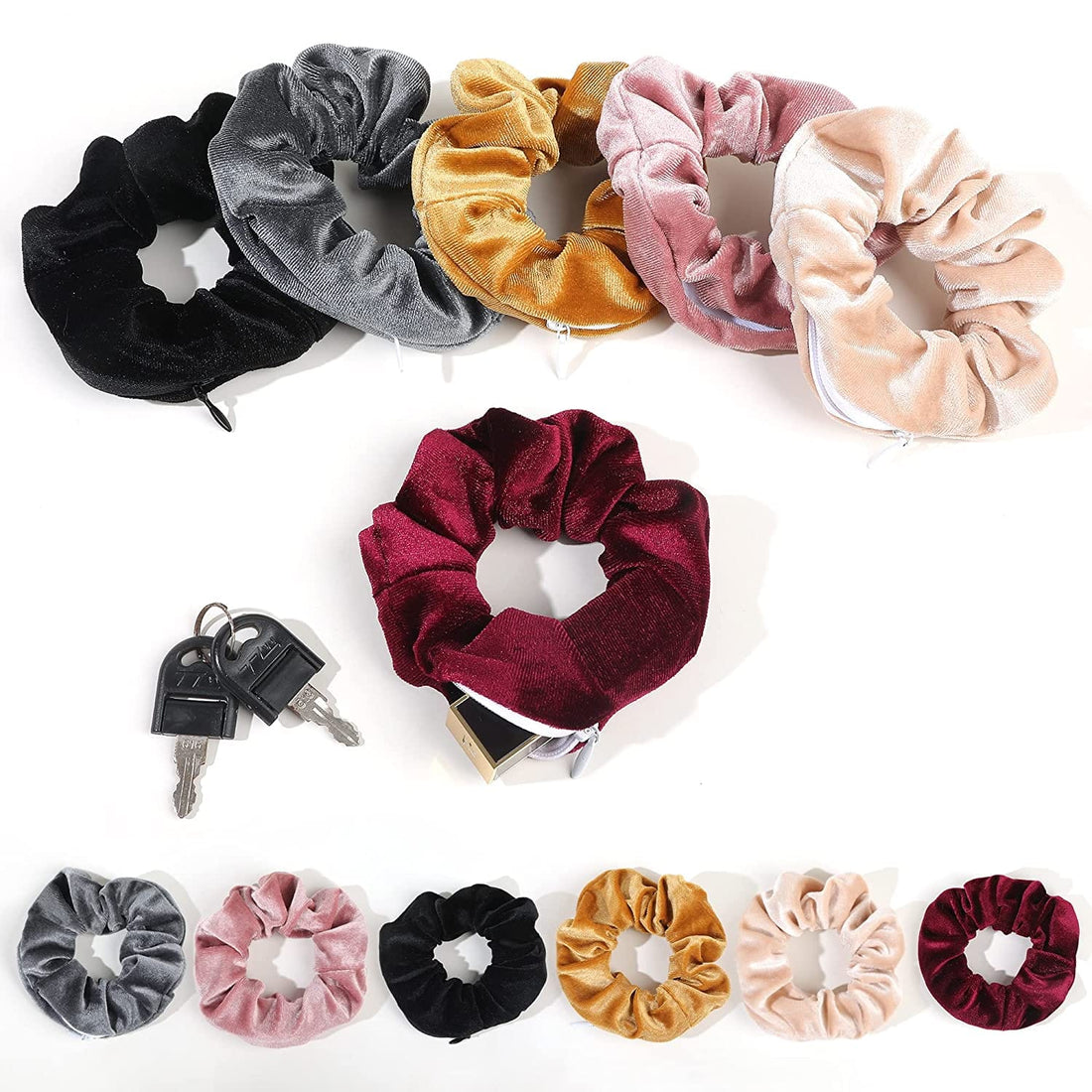 Rave-Essentials Co. (6 Pack) - FREE Expedited Shipping (USA Only) Secret Stash Hair Scrunchie (2 Pack)