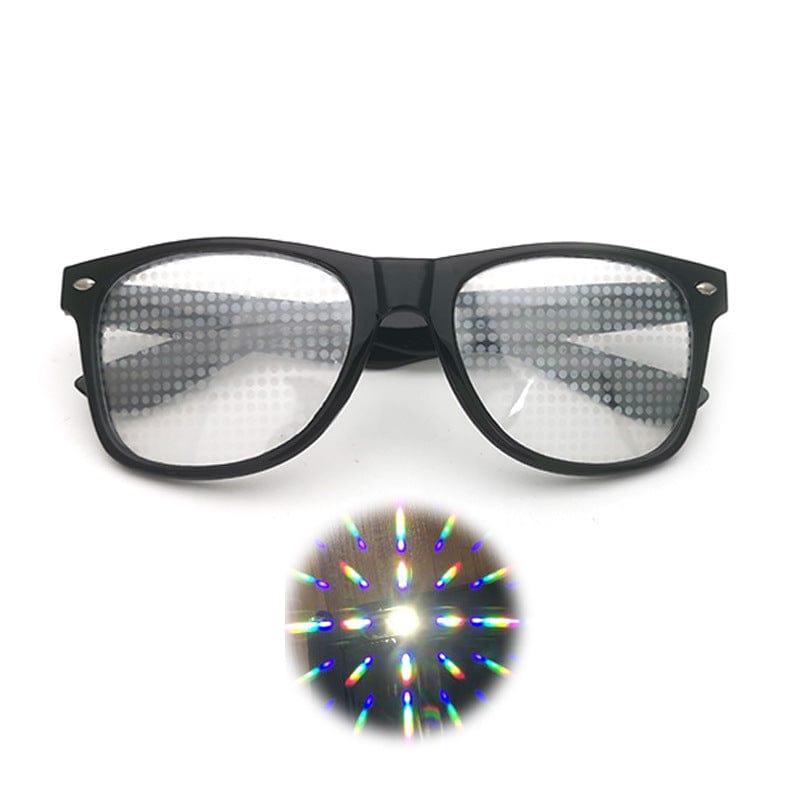 Rave Essentials Co. Clear Lens / Black Frame Special FX Firework Diffraction Glasses