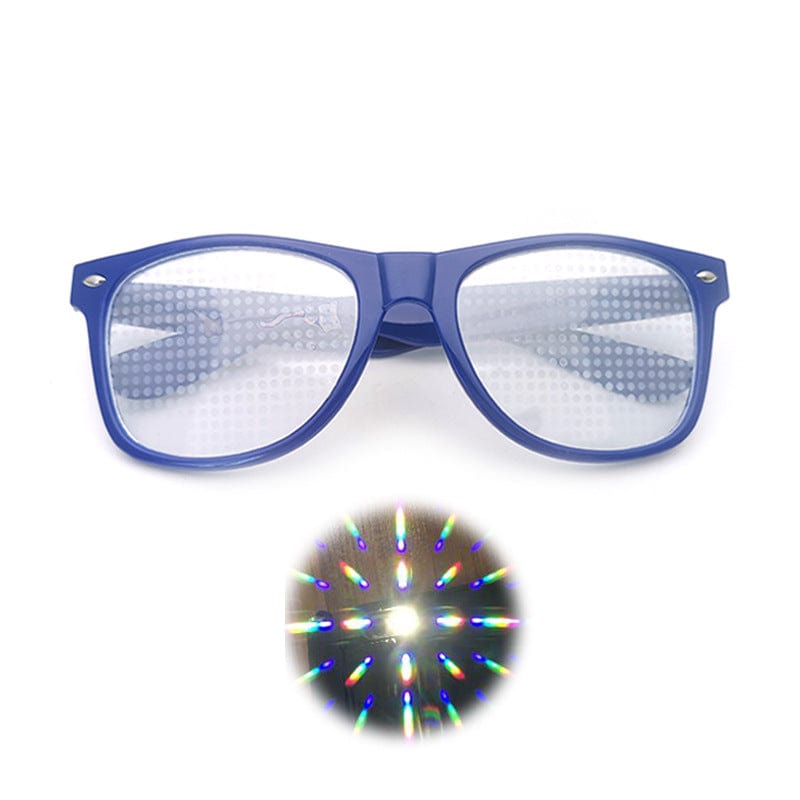 Rave Essentials Co. Clear Lens / Blue Frame Special FX Firework Diffraction Glasses