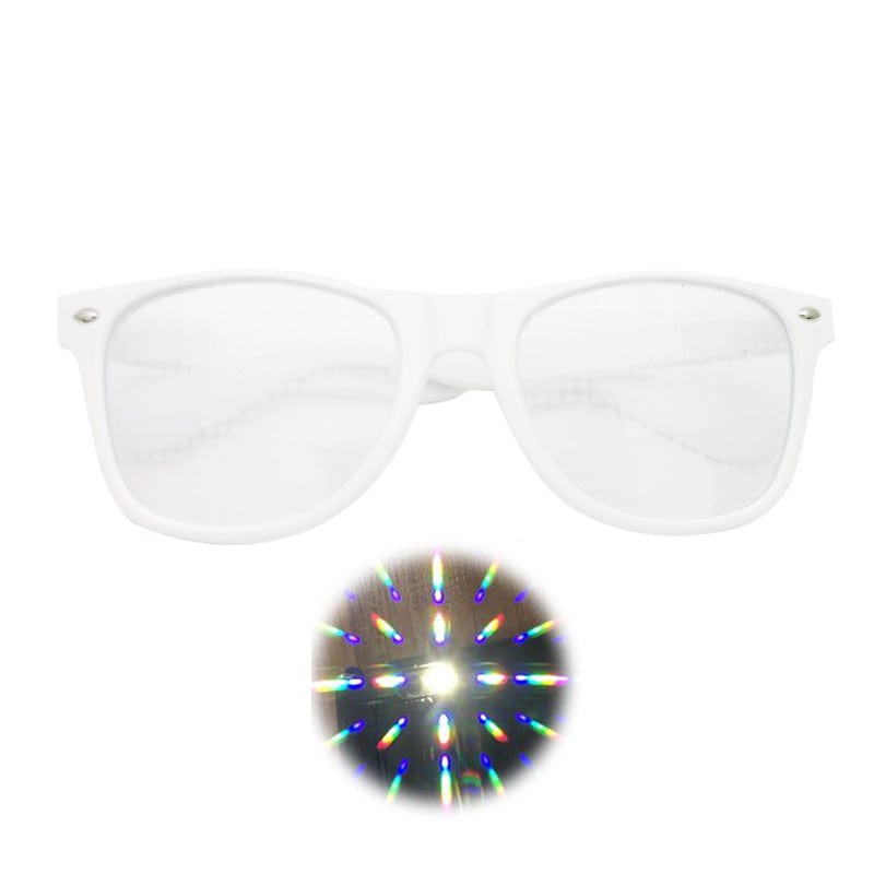 Rave Essentials Co. Clear Lens / White Frame Special FX Firework Diffraction Glasses