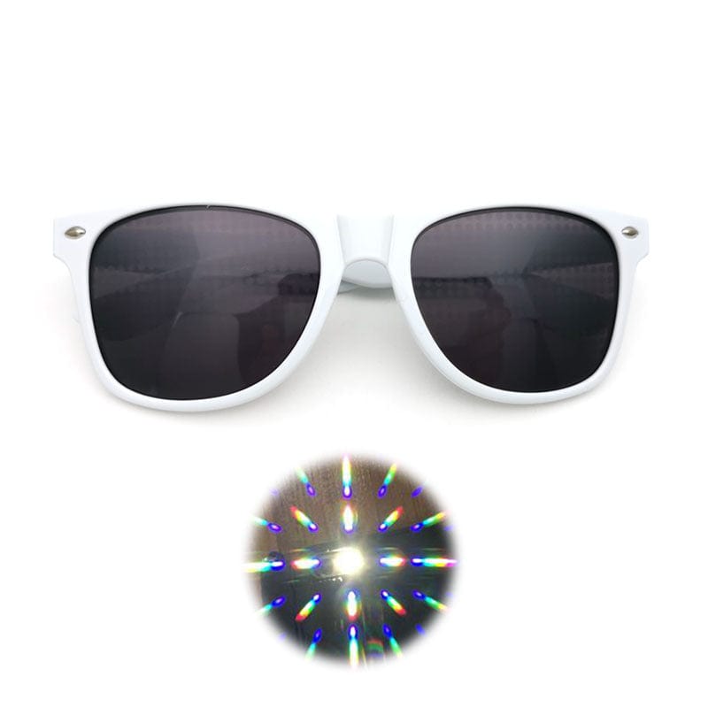 Rave Essentials Co. Shaded Lens / White Frame Special FX Firework Diffraction Glasses