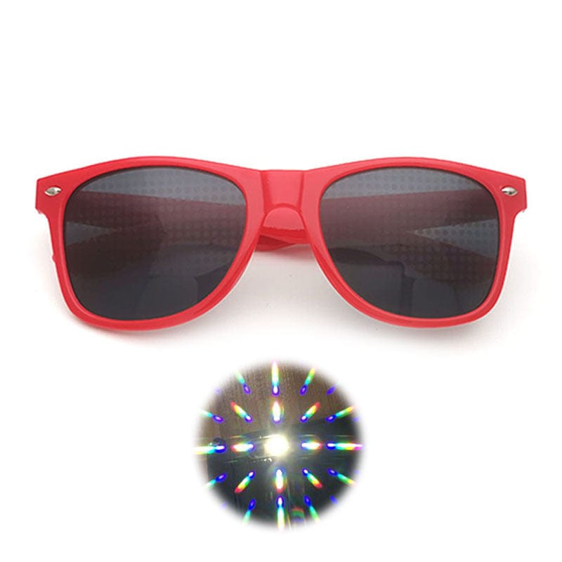 Rave Essentials Co. Shades Lens / Red Frame Special FX Firework Diffraction Glasses