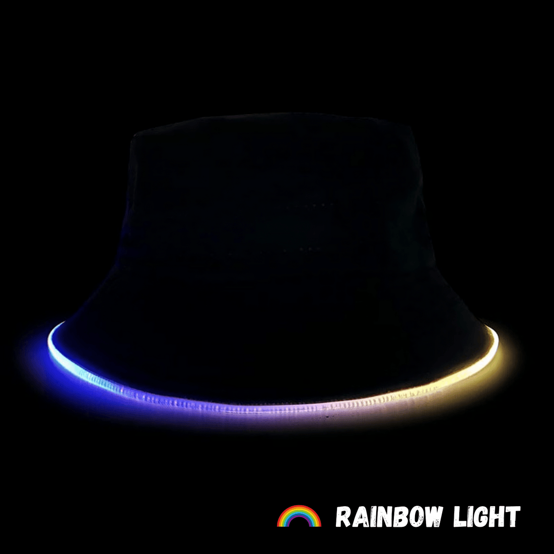 Rave Essentials Co. Black Hat + Multi-Color LED Unisex Color Changing Luminus™ LED Bucket Hat