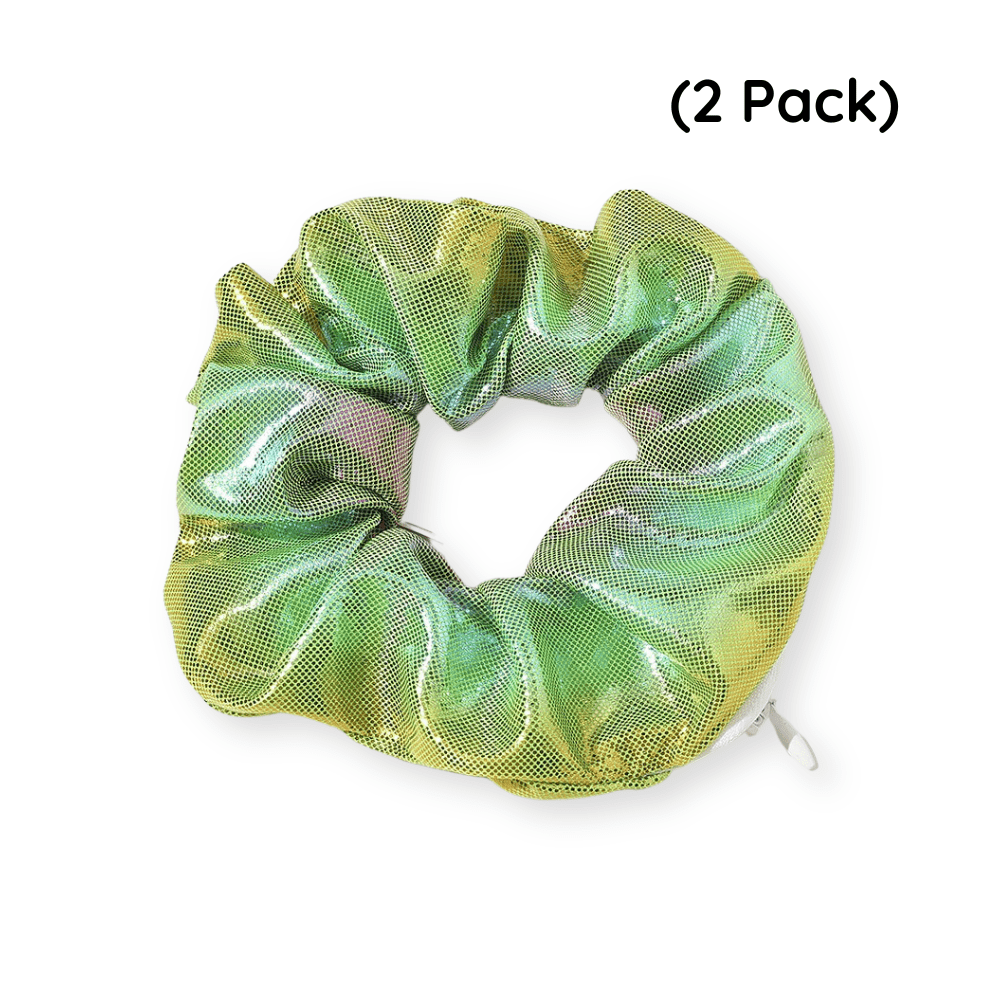 Rave-Essentials Co. Fluorescent Green (2 Pack) Secret Zipper Stash Hair Scrunchie