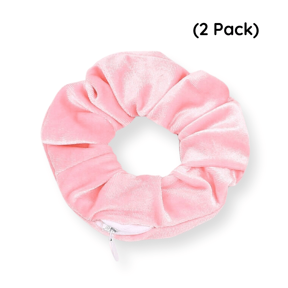Rave-Essentials Co. Light Pink (2 Pack) Secret Zipper Stash Hair Scrunchie