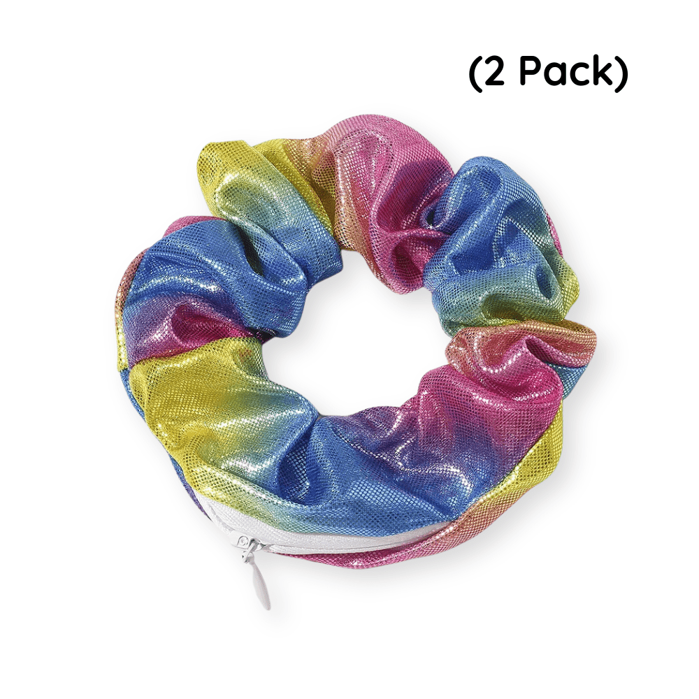 Rave-Essentials Co. Rainbow (2 Pack) Secret Zipper Stash Hair Scrunchie