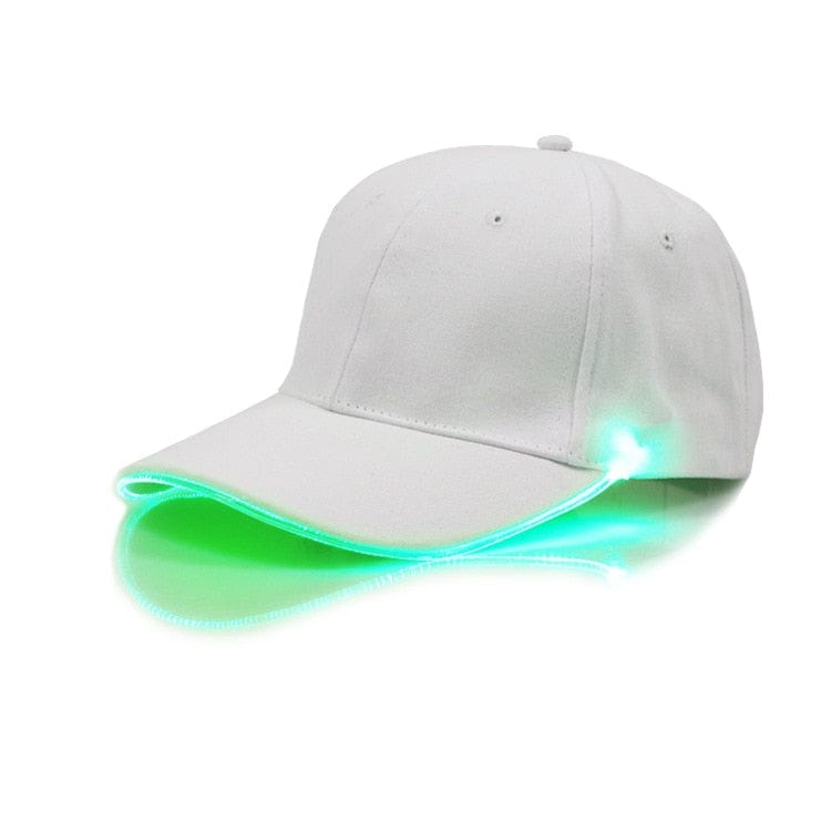 Rave-Essentials Co. White Cap - Green Light LED Brim Glow Festival Hat