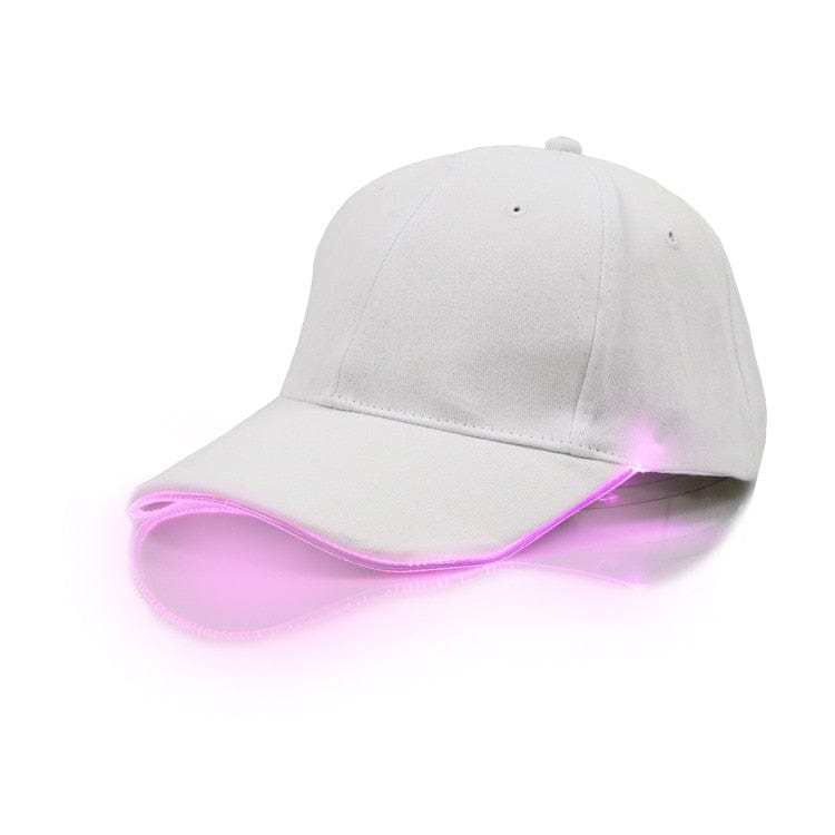 Rave-Essentials Co. White Cap - Pink Light LED Brim Glow Festival Hat