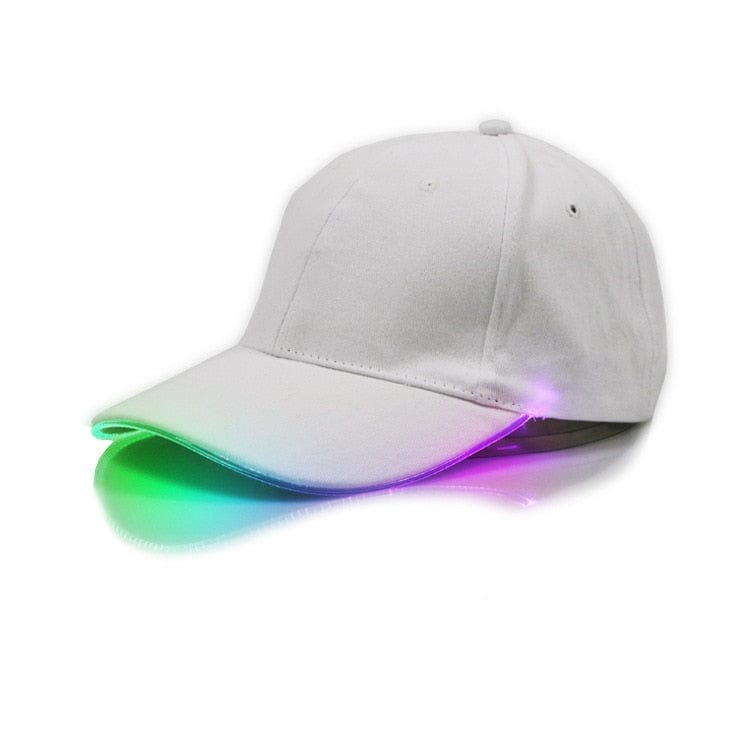 Rave-Essentials Co. White Cap - Rainbow Light LED Brim Glow Festival Hat