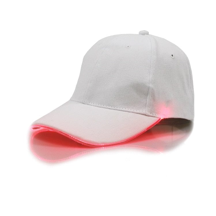 Rave-Essentials Co. White Cap - Red Light LED Brim Glow Festival Hat