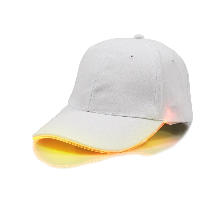 Rave-Essentials Co. White Cap - Yellow Light LED Brim Glow Festival Hat
