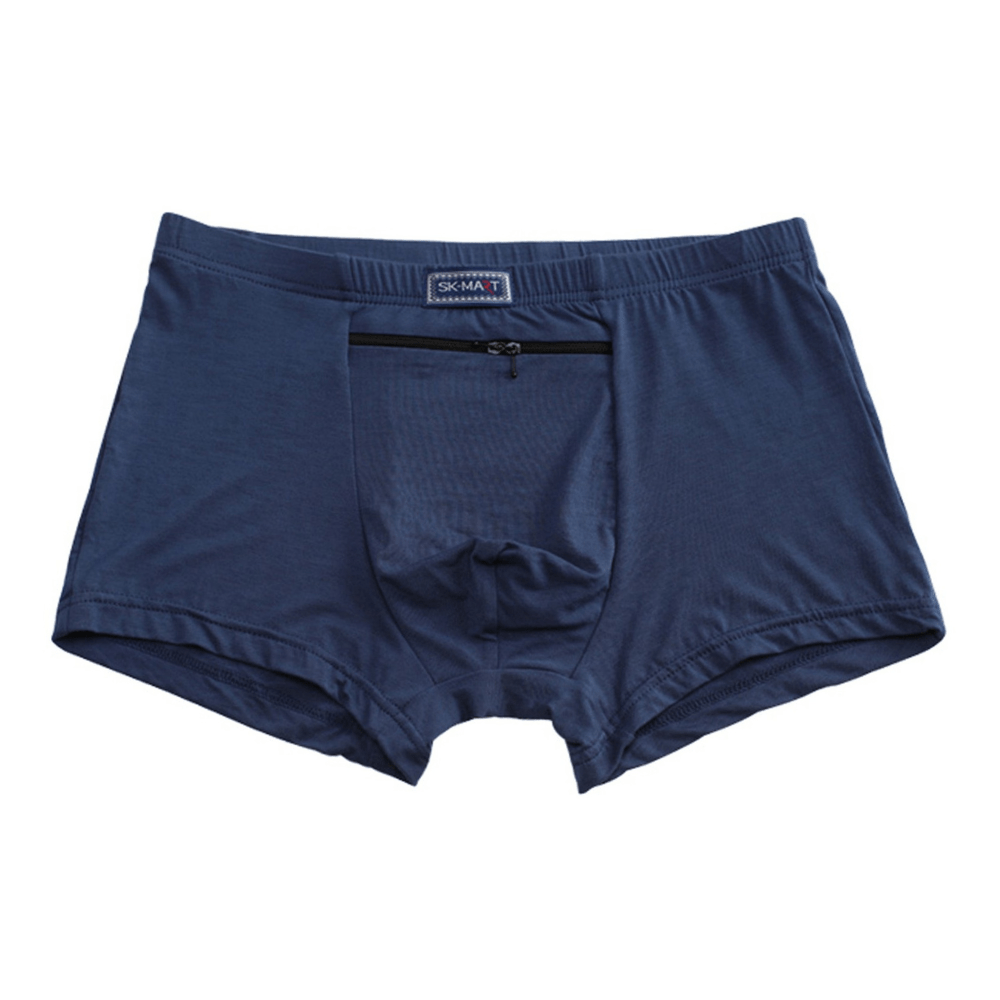 Pocket Underwear for Men with Secret Hidden Pocket, Travel Stash Boxer  Brief, Large Size 2 Packs (Dark Blue)