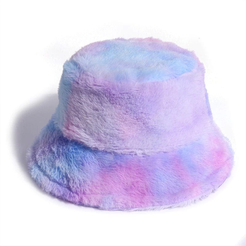 Rave-Essentials Co. Blue/Purple Rainbow Fluffy Bucket Hat