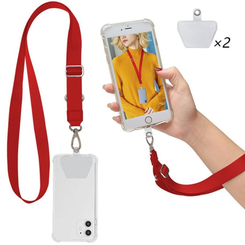 Rave-Essentials Co. red RE® Neck & Wrist Phone Lanyard