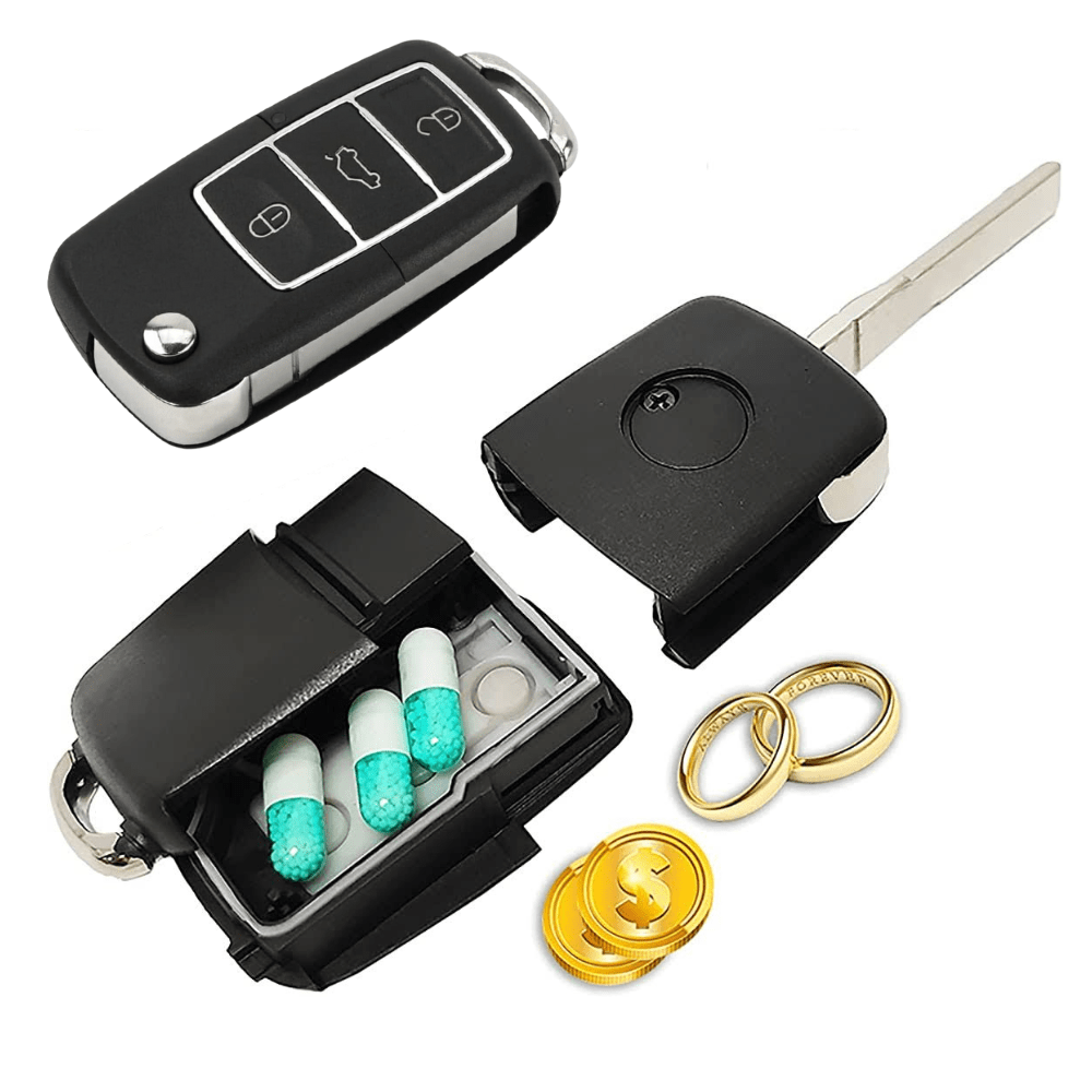 Rave-Essentials Co. Black + Waterproof Rubber Sealed Secret Stash Disguised Car Key