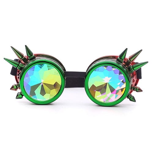 Rave-Essentials Co. Green Red Spiked SteamPunk™ Rave Goggles
